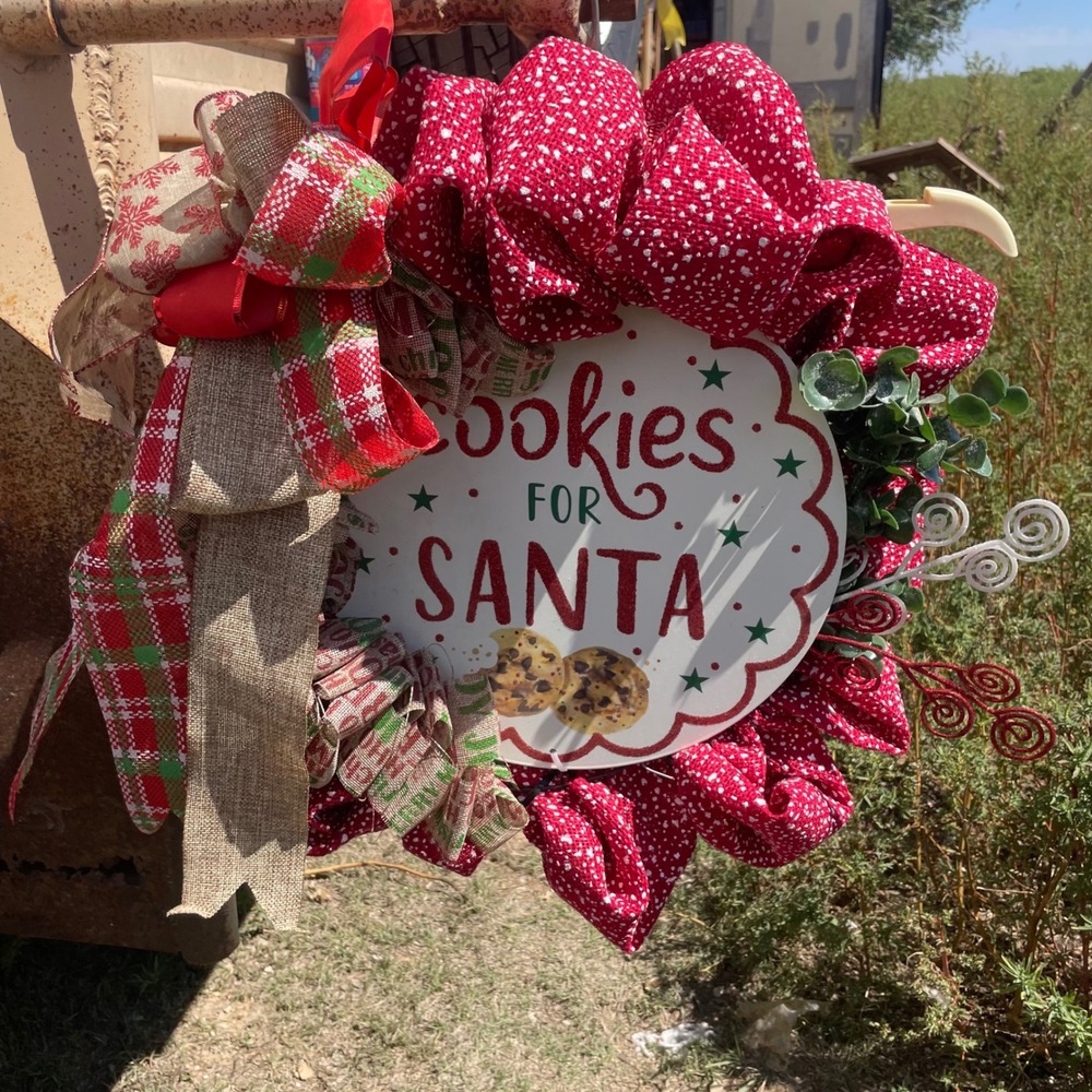 Cookies for Santa Christmas Wreath Holiday Decoration Front Door‎ Decor